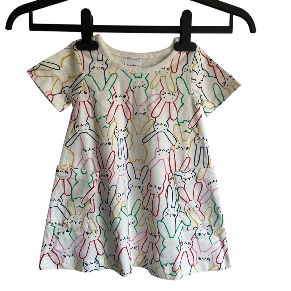 Hanna Andersson Playground Bunny Dress with Pockets Very soft cotton NWOT